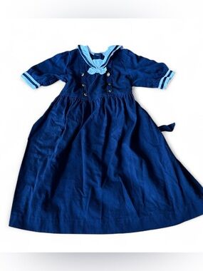 Girls size 8 navy sailor dress with collar